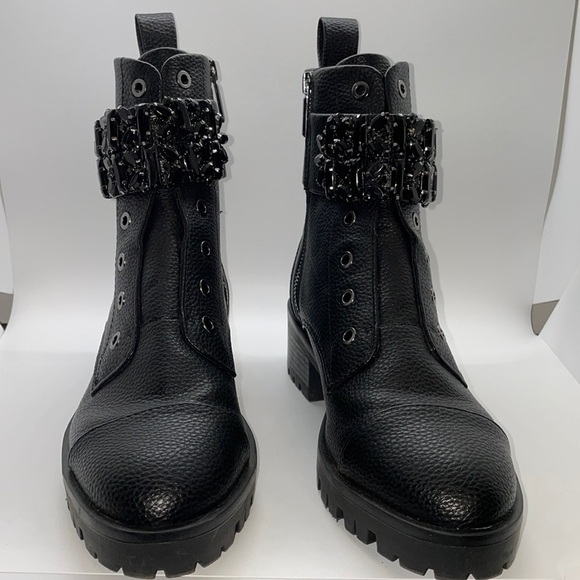 Karl Lagerfeld Paris Pippa Crystal Embellished Platform Combat Boots Women’s 8M - Picture 4 of 8